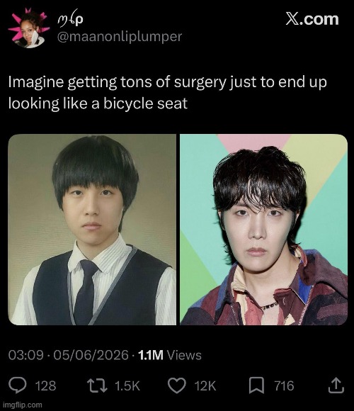 image tagged in looksmaxxing,surgery,plastic surgery,head,bicycle,seat | made w/ Imgflip meme maker