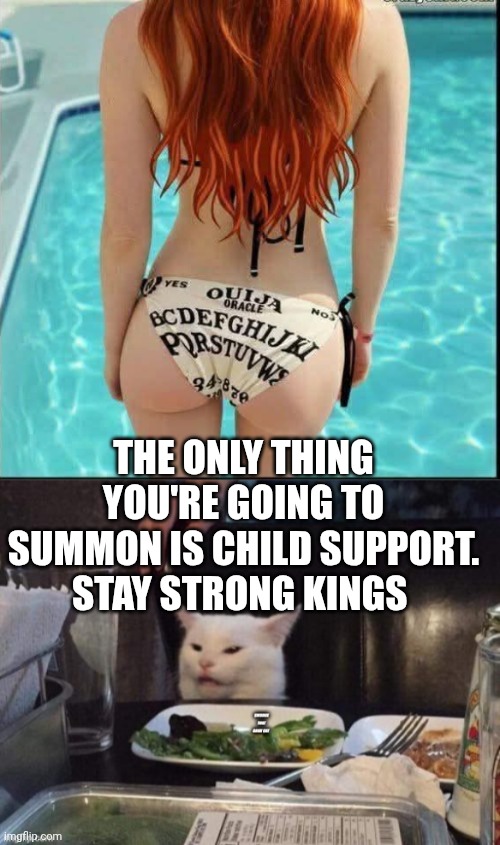 The only thing you're going to summon is child support. Stay strong Kings | image tagged in smudge that darn cat | made w/ Imgflip meme maker