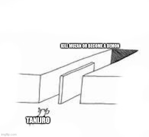 pov you have no idea what to put hear | kill muzan or become a demon; tanijro | image tagged in two path leading to the same consequence,demon slayer | made w/ Imgflip meme maker