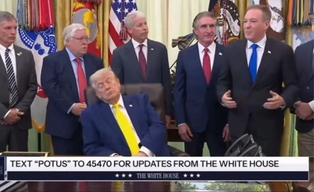 Donald Trump sleeping on the job Blank Meme Template