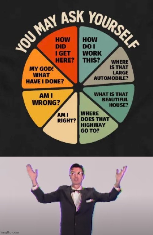 Same as it ever was | image tagged in how did i get here,talking heads,david byrne,80's,pop music,pie chart | made w/ Imgflip meme maker
