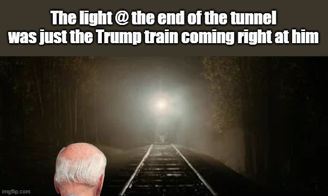 The light @ the end of the tunnel
was just the Trump train coming right at him | made w/ Imgflip meme maker