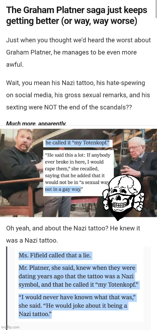 Graham Platner Nazi tattoo guy is a liar Blank Meme Template