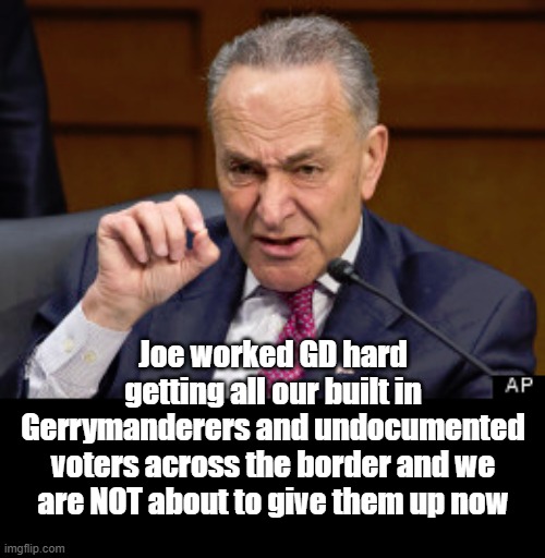 Joe worked GD hard getting all our built in Gerrymanderers and undocumented voters across the border and we are NOT about to give them up no | made w/ Imgflip meme maker