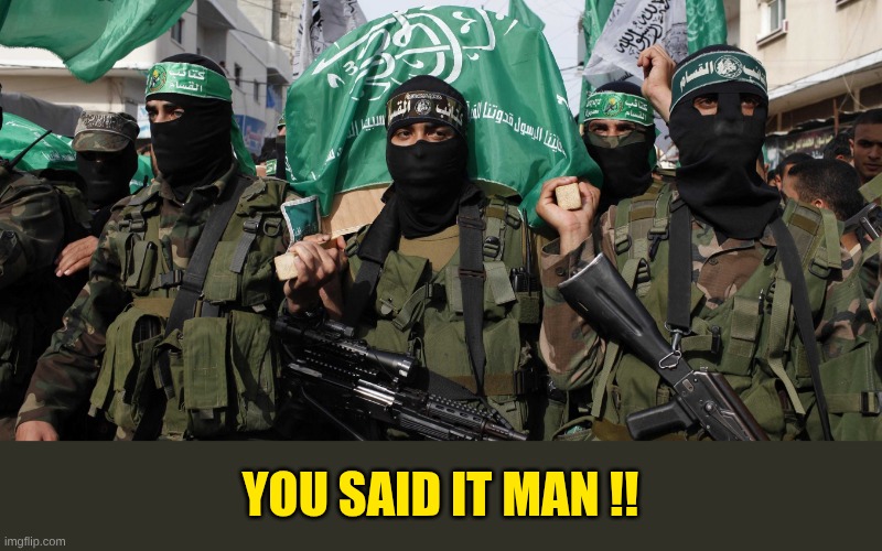 Hamas | You said it man !! | image tagged in hamas | made w/ Imgflip meme maker