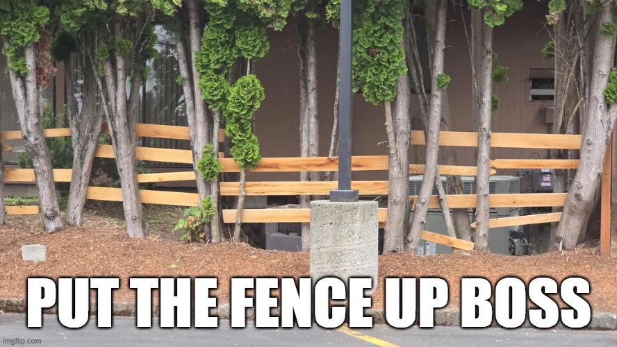 Fence Fail | Put the fence up boss | image tagged in you had one job | made w/ Imgflip meme maker