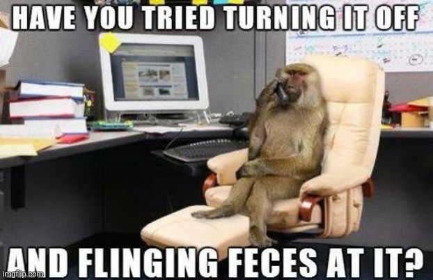 Monkey tech support | image tagged in monkey,tech support,computer,wiz | made w/ Imgflip meme maker