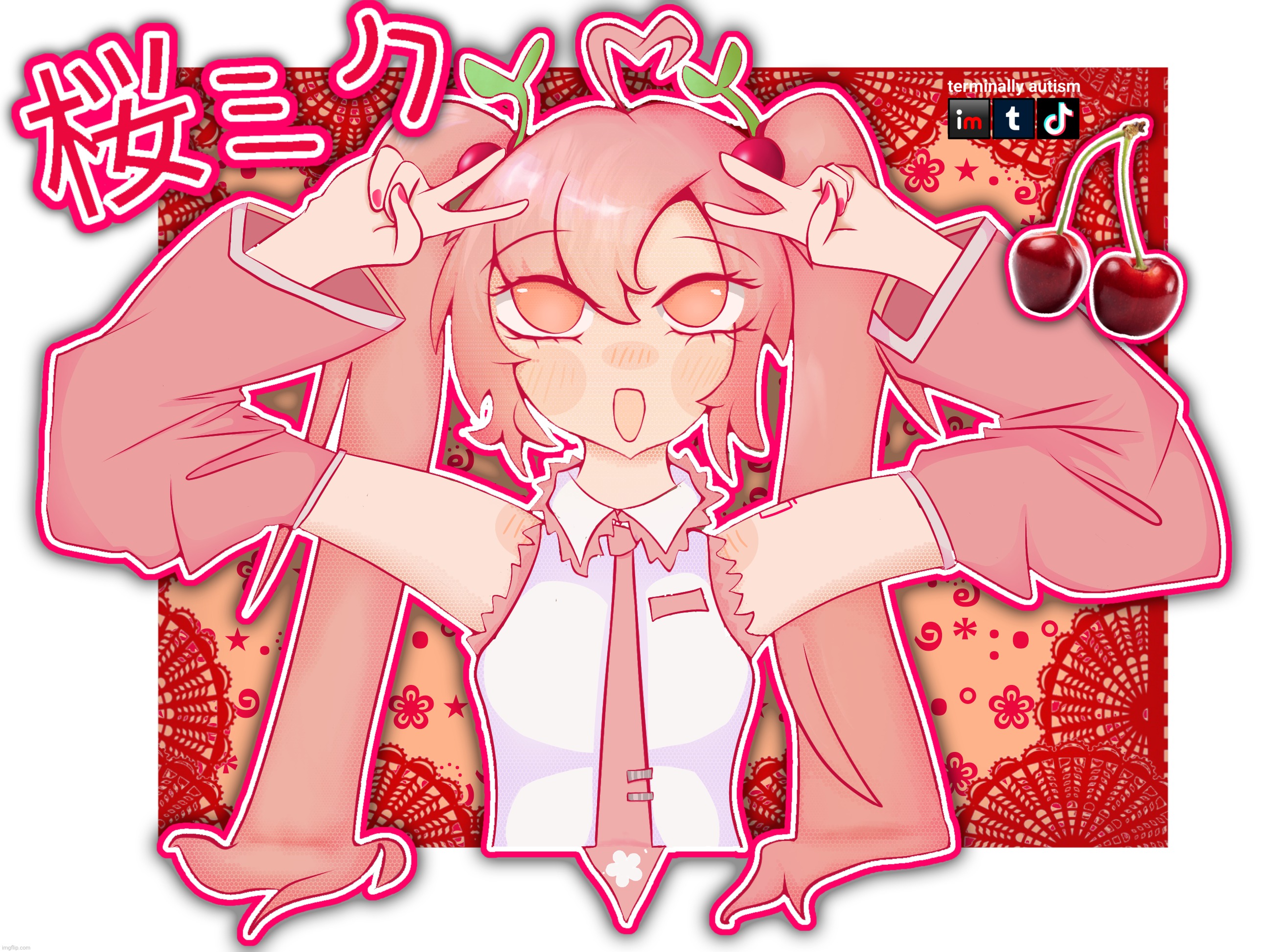 light mode version of sakura miku (桜ミク)(im larping understanding japanese atp) | made w/ Imgflip meme maker