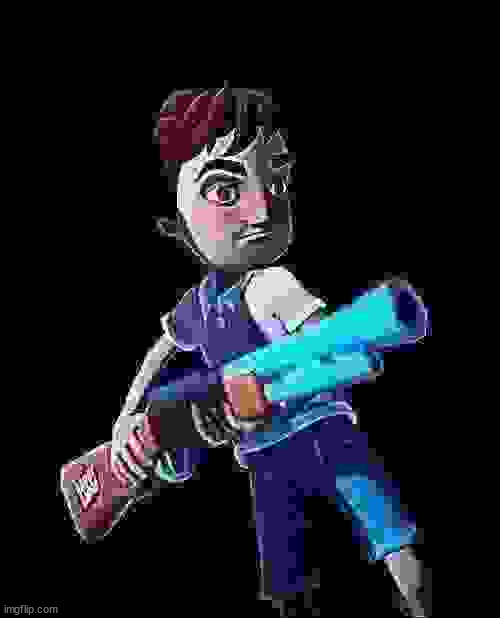 Low Quality Aaron with a Gun Blank Meme Template