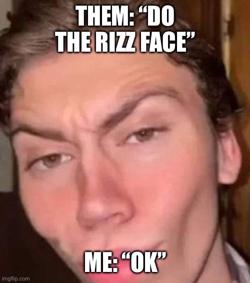 Rizz | Them: “Do the rizz face”; Me: “ok” | image tagged in rizz | made w/ Imgflip meme maker