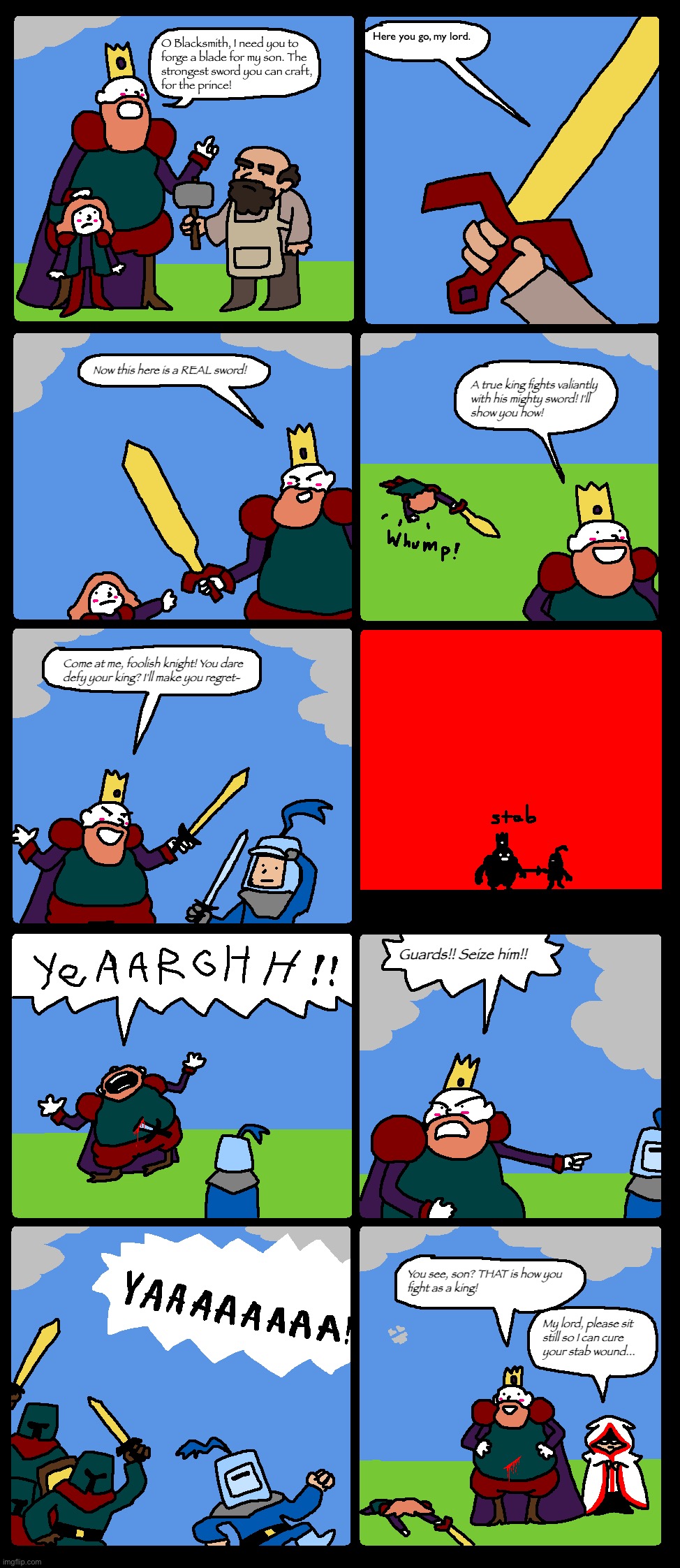 King and his kin 3: swordsmanship | image tagged in comics | made w/ Imgflip meme maker