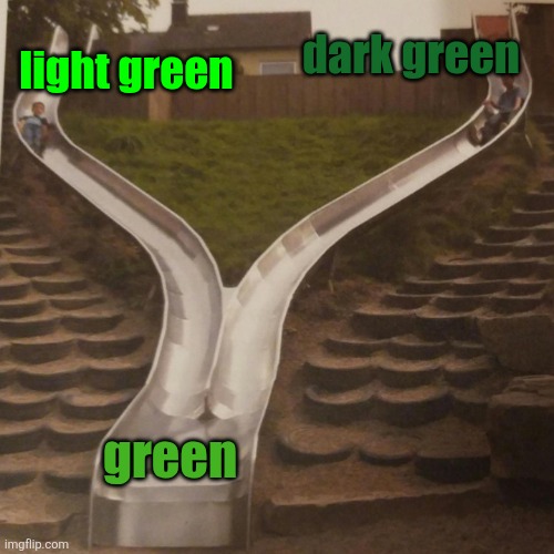 light green dark green green | image tagged in two slides merging | made w/ Imgflip meme maker