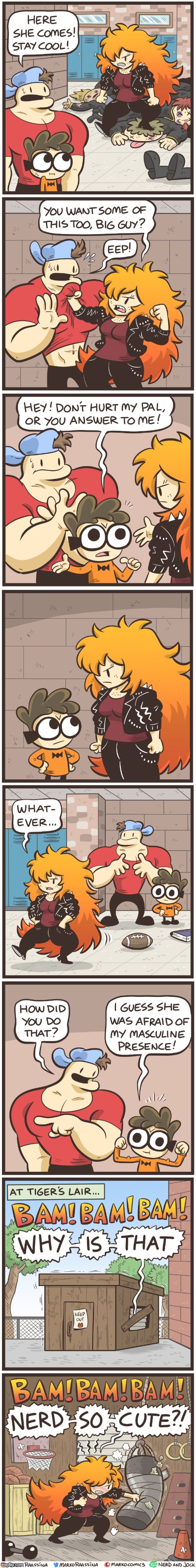 image tagged in jock,tiger,nerd,cute,crush,oof | made w/ Imgflip meme maker