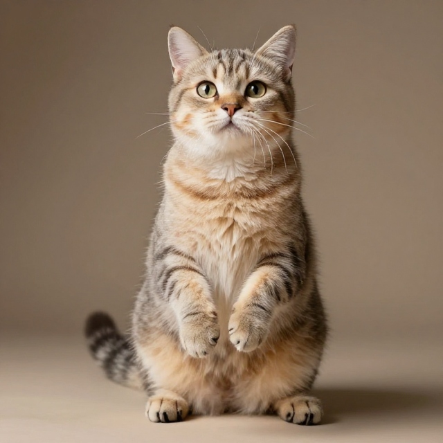AI Generated Meme - Cat Standing up on hindpaws with front paws. Blank Meme Template