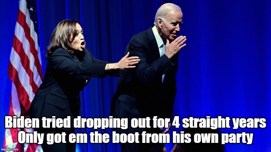 Biden tried dropping out for 4 straight years
Only got em the boot from his own party | made w/ Imgflip meme maker