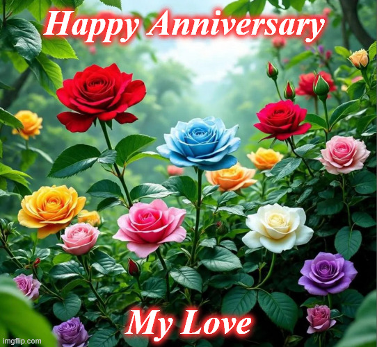 flowers | Happy Anniversary; My Love | image tagged in flowers | made w/ Imgflip meme maker