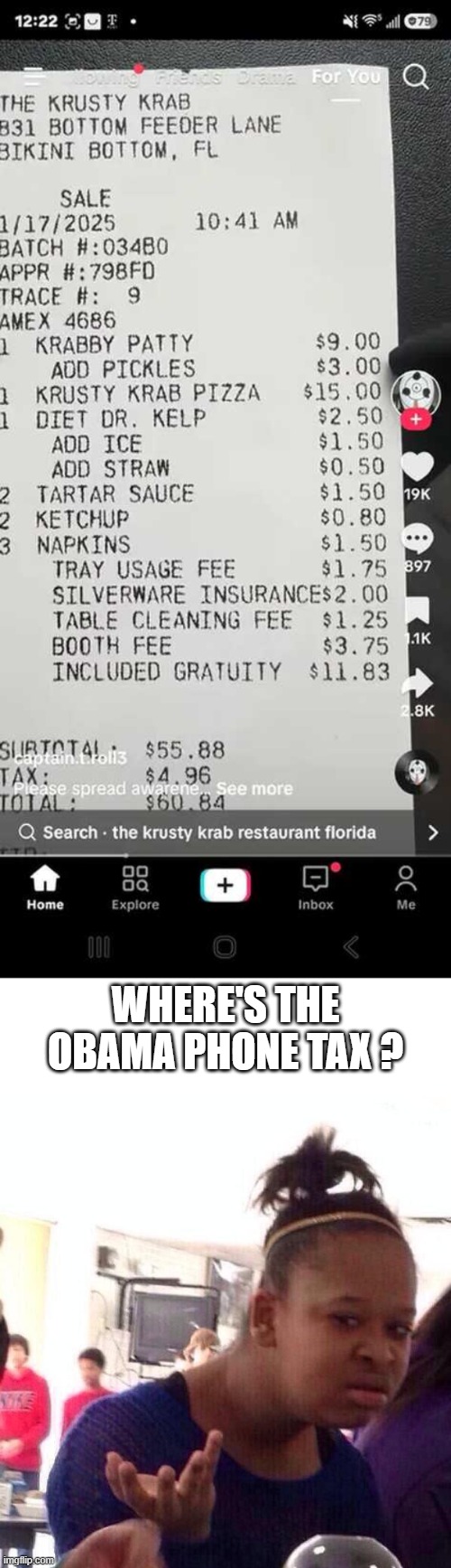 It's not real Silverware anymore, do you know WHY silver was used in making silverware? | Where's the Obama phone tax ? | image tagged in memes,black girl wat | made w/ Imgflip meme maker