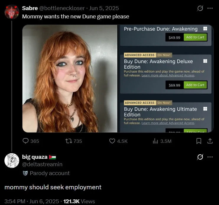 Mommy wants the new dune game please Blank Meme Template