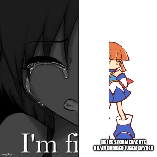 I'm fi | RE ICE STORM DIACUTE BRAIN DUMBED JUGEM BAYOEN | image tagged in i'm fi | made w/ Imgflip meme maker