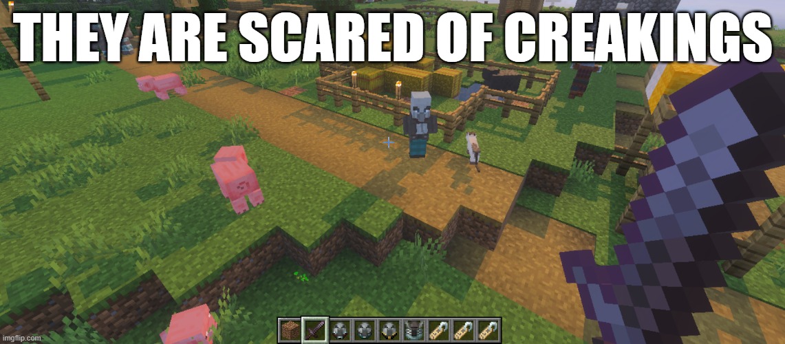 Illagers | they are scared of creakings | image tagged in illagers | made w/ Imgflip meme maker