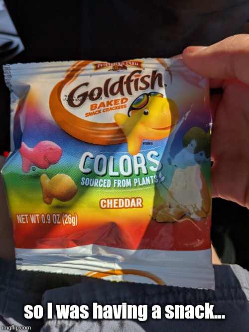 my first post here in a while | so I was having a snack... | image tagged in goldfish,pepperidge farms,ooops | made w/ Imgflip meme maker