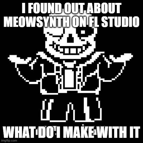 I love meow synth fuirhfuioehfo3efruj3inegfb09k;l23 | I found out about meowsynth on fl studio; what do I make with it | image tagged in sans undertale | made w/ Imgflip meme maker