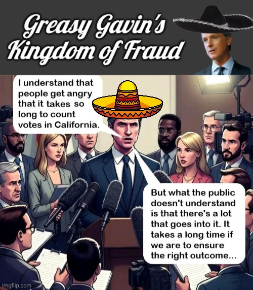California election fraud | image tagged in greasy gavin's kingdom of fraud,hotel california | made w/ Imgflip meme maker