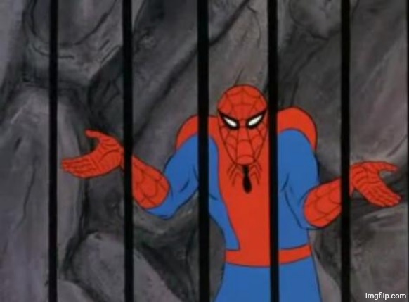 spiderman jail | image tagged in spiderman jail | made w/ Imgflip meme maker