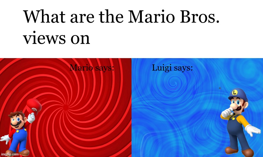 Mario Bros Views meme with Gold Luigi from 1986 Mario Movie | image tagged in great mission mario bros views on | made w/ Imgflip meme maker