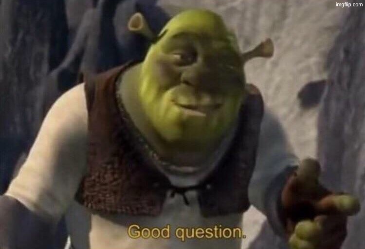 Shrek good question | image tagged in shrek good question | made w/ Imgflip meme maker