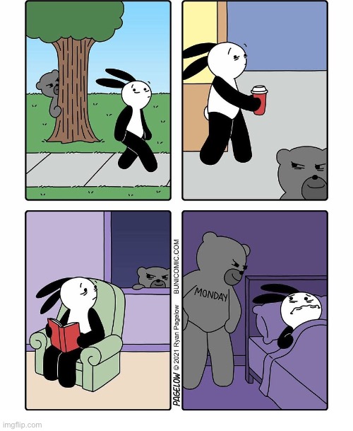 Buni Comics | image tagged in comics,buni comics,bear,gray,monday,stalking | made w/ Imgflip meme maker
