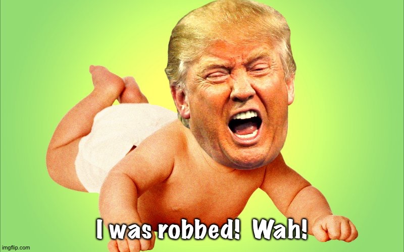 I was robbed!  Wah! | image tagged in baby trump | made w/ Imgflip meme maker