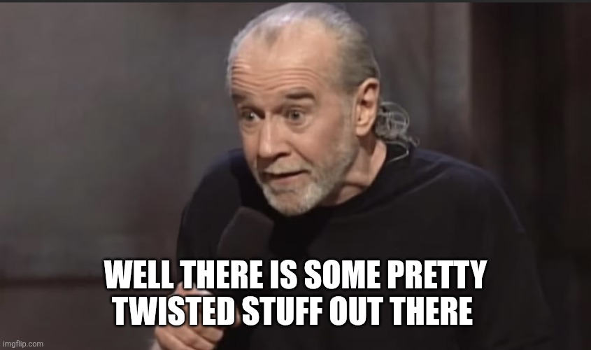 George Carlin | Well there is some pretty twisted stuff out there | image tagged in george carlin | made w/ Imgflip meme maker