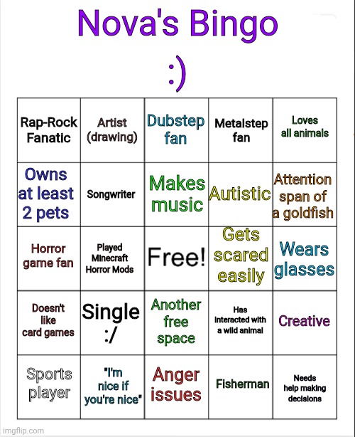 High Quality Nova's Bingo Blank Meme Template