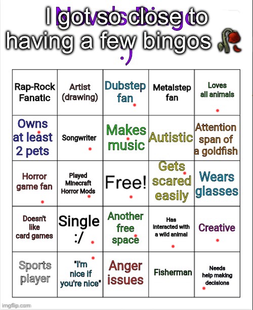 Uhm | I got so close to having a few bingos 🥀 | image tagged in nova's bingo | made w/ Imgflip meme maker