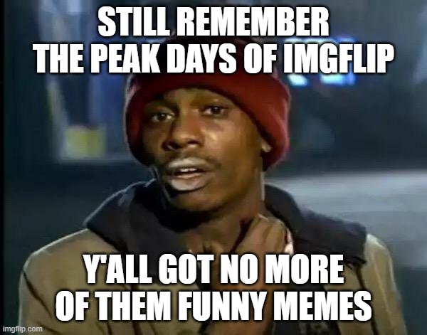 It's all brainrot now | still remember the peak days of imgflip; y'all got no more of them funny memes | image tagged in memes,y'all got any more of that,true story,sad,raydog,why are you reading the tags | made w/ Imgflip meme maker