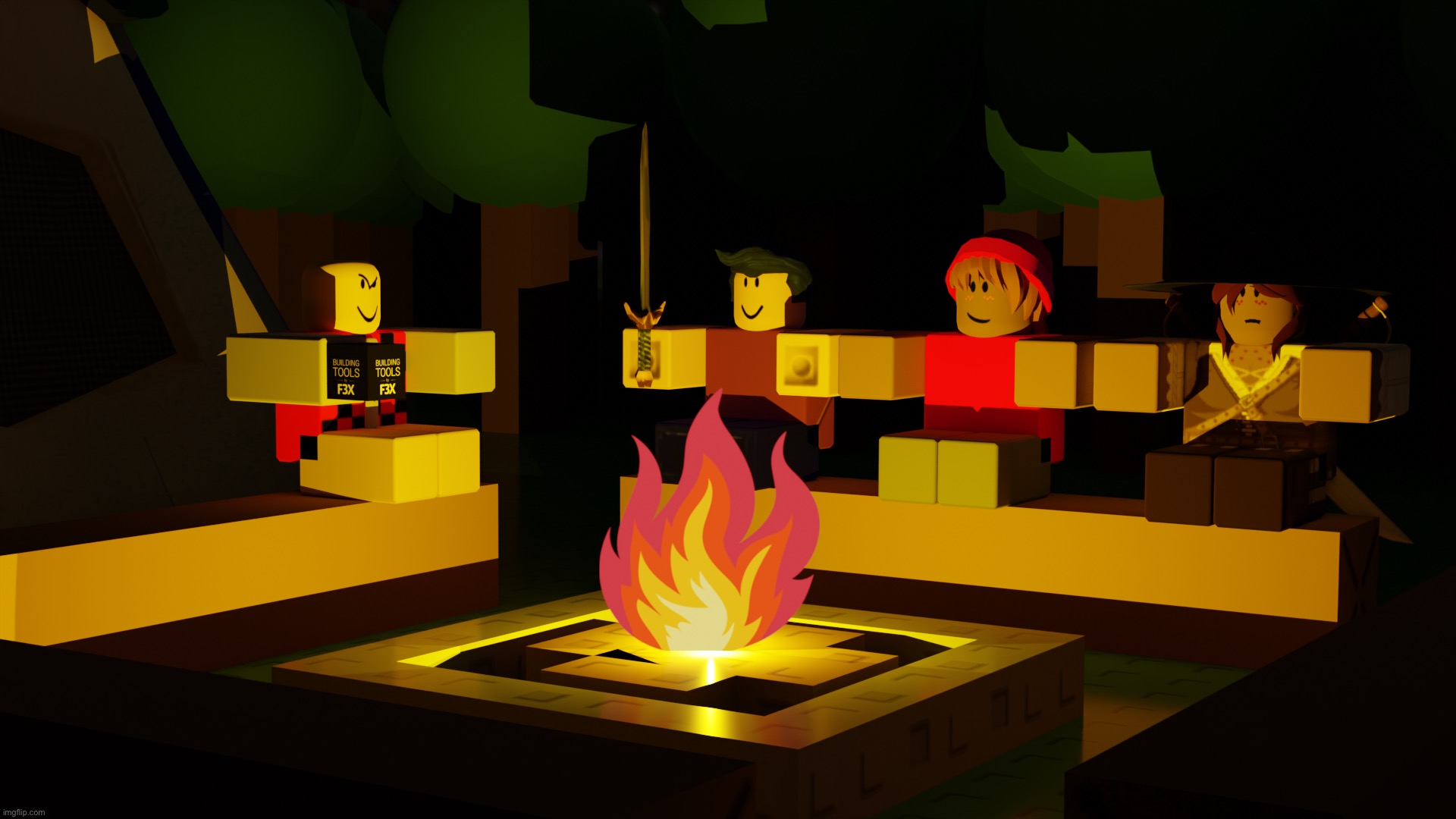 Classic roblox camping (with some recognizable roblox characters) | image tagged in roblox | made w/ Imgflip meme maker
