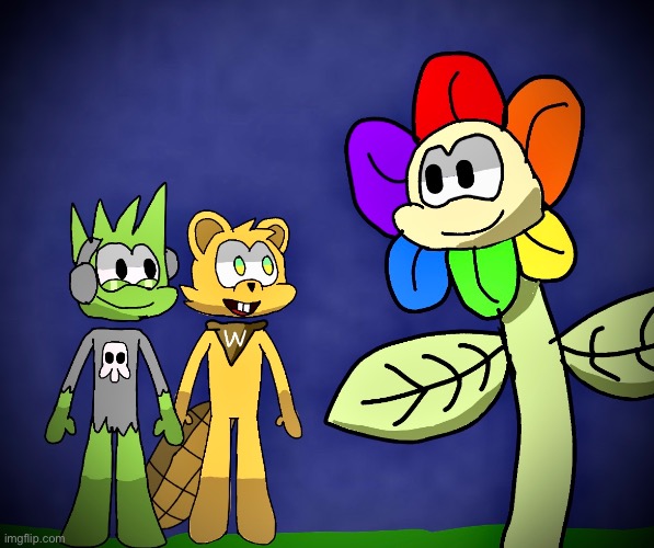 We Love You Niji!! | image tagged in niji the flower,super lime,woody the beaver,our only hope,funny,memes | made w/ Imgflip meme maker