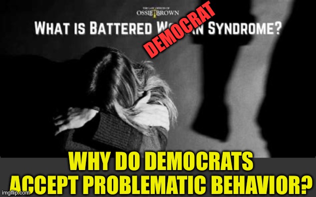 Democrat syndrome | Democrat; Why do Democrats accept problematic behavior? | image tagged in gifs,democrats,democratic socialism,corruption,abuse | made w/ Imgflip meme maker