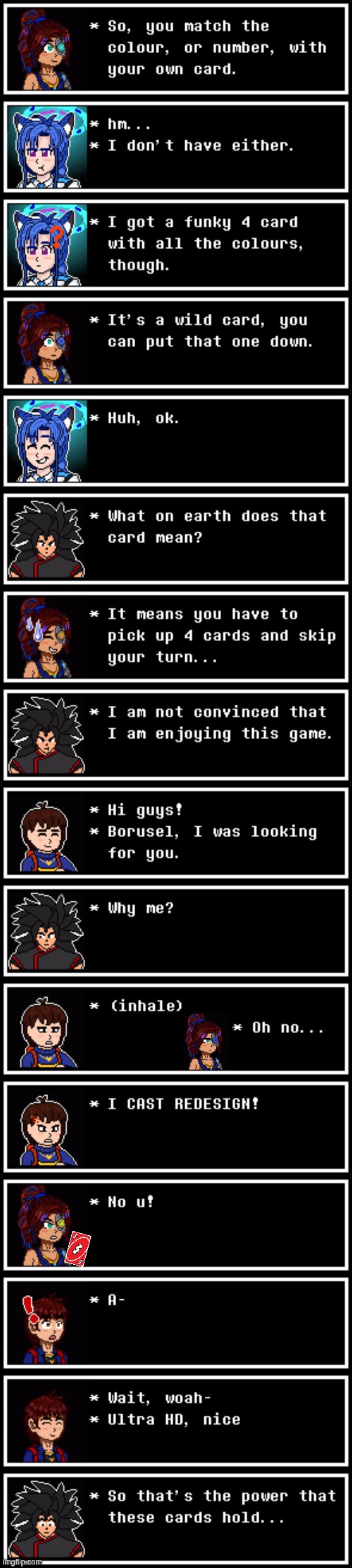 Finally got around to doing this. Sprites aren't uploaded yet as I don't have expressions done. And Q&A in comments | image tagged in redesign,outer,eliora,uno,textbox,q and a ig | made w/ Imgflip meme maker
