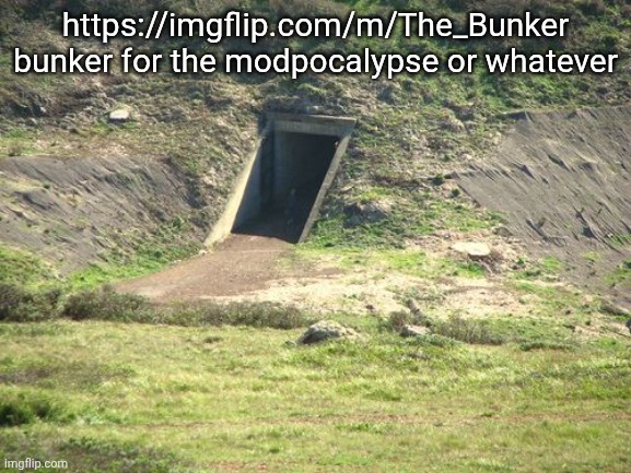 bunker | https://imgflip.com/m/The_Bunker
bunker for the modpocalypse or whatever | image tagged in bunker | made w/ Imgflip meme maker