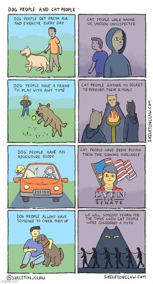 The differences are amazing | image tagged in cats,comics,skeleton claw,dog people,cat people,the difference | made w/ Imgflip meme maker