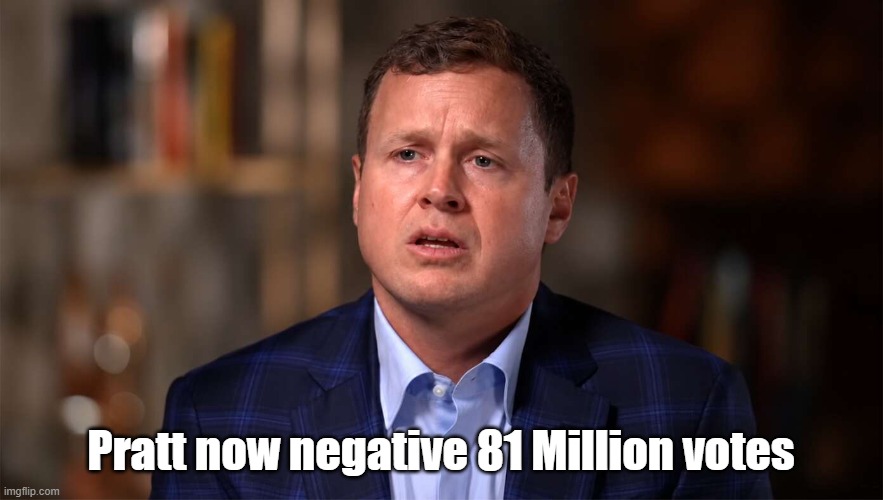 Pratt now negative 81 Million votes | made w/ Imgflip meme maker