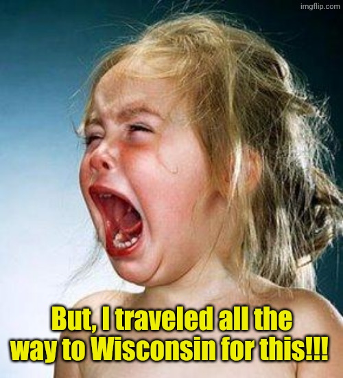But, I traveled all the way to Wisconsin for this!!! | image tagged in crying girl | made w/ Imgflip meme maker