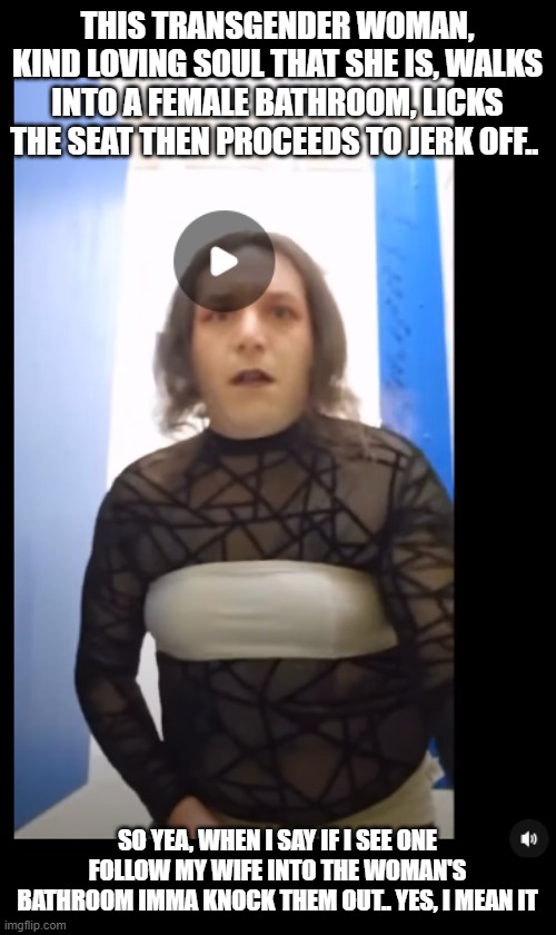 happy pride month, freaks! | this transgender woman, kind loving soul that she is, walks into a female bathroom, licks the seat then proceeds to jerk off.. so yea, when I say if i see one follow my wife into the woman's bathroom imma knock them out.. yes, i mean it | image tagged in you know what really grinds my gears,transgender,freaks,beatdown,stupid liberals | made w/ Imgflip meme maker