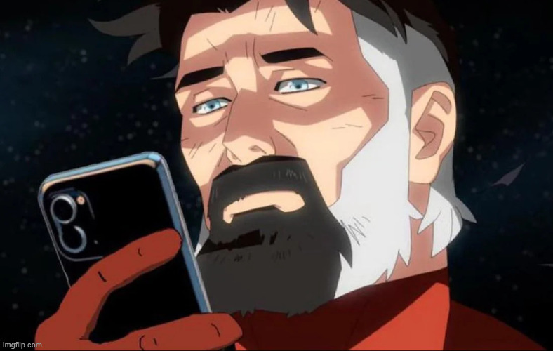 image tagged in omni man looking at phone while near a black hole | made w/ Imgflip meme maker