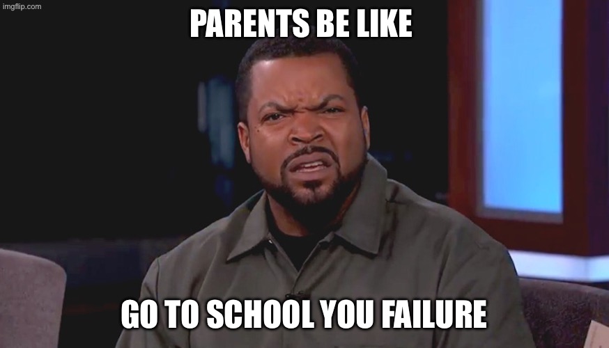 Parents be like GO TO SCHOOL YOU FAILURE | image tagged in really ice cube | made w/ Imgflip meme maker