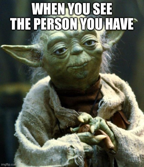 Star Wars Yoda Meme | when you see the person you have | image tagged in memes,star wars yoda | made w/ Imgflip meme maker