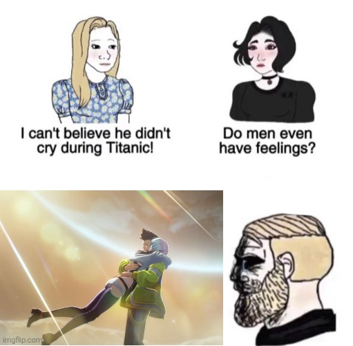Lucy finally reunited David... in her dream though. But still a amazing moment. | image tagged in chad crying,wuthering waves,cyberpunk,crossover | made w/ Imgflip meme maker