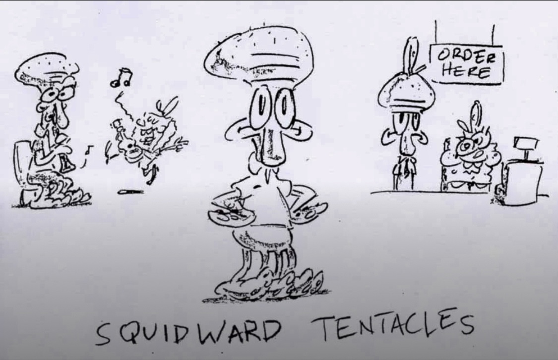 Squidward drawings early in production Blank Meme Template